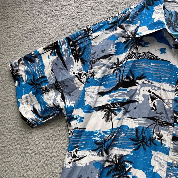 Han Ton Hawaiian Shirt Mens Large Aloha Tropical Button Up Short Sleeve - Picture 8 of 15